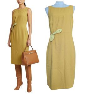 MaxMara Marigold Yellow Sheath Midi Dress Medium
